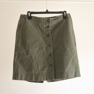 Ralph Lauren Women's Size 12 100% Cotton Army Green Button Front Skirt
